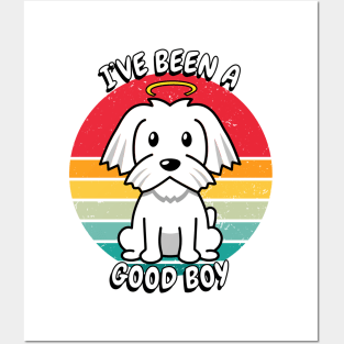 Cute white dog is a good boy Posters and Art